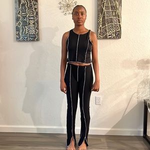 Black Two Piece White Stitching New M